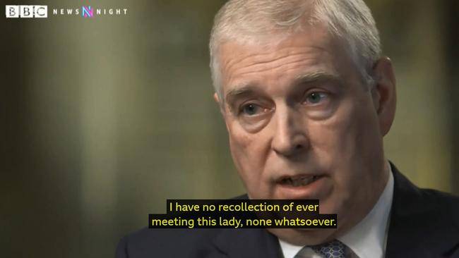 A screen grab from the Prince Andrew interview this week. Picture: BBC