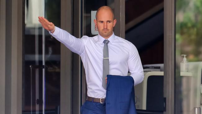 Thomas Sewell walking out of the Melbourne Magistrates court. Picture: NCA NewsWire / Luis Enrique Ascui