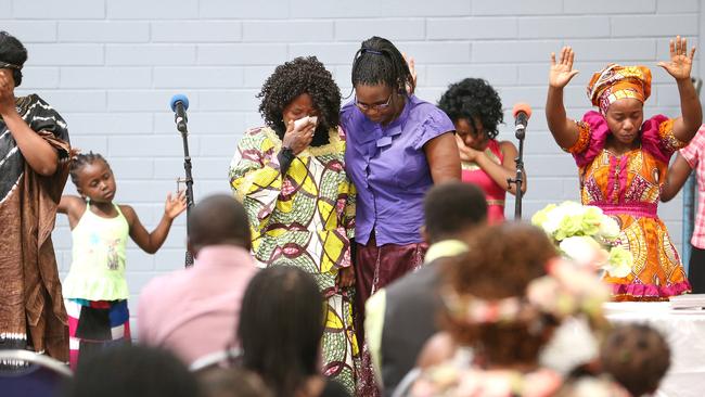 The Amazing Grace Gospel Church service for Frank Ndikuriyo and Thierry Niyomwungere. Picture: Stephen Laffer