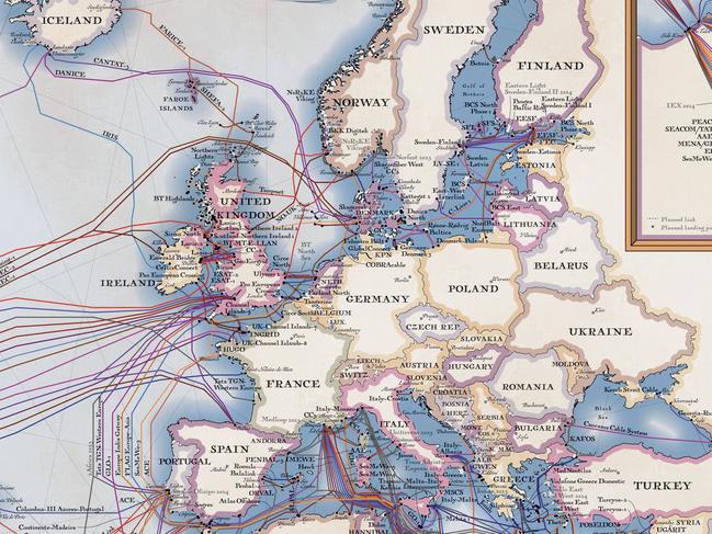 This map shows the extent of undersea cables in Europe - which are vital to communications. Picture: Telegeography.com