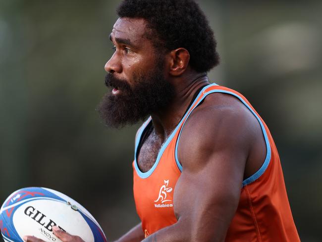 SAINT-ETIENNE, FRANCE - SEPTEMBER 02: Marika Koroibete during a Wallabies training session ahead of the Rugby World Cup France 2023, at Stade Roger Baudras on September 02, 2023 in Saint-Etienne, France. (Photo by Chris Hyde/Getty Images)