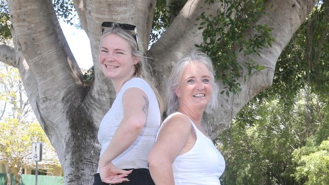 Grace O'Sullivan and Ruth O'Sullivan at the Varsity Lakes Community Centre polling booth. Picture by Richard Gosling