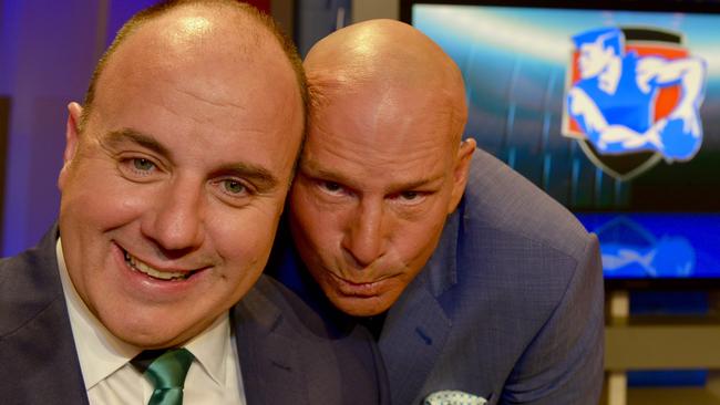 Craig Hutchison and Sam Newman on the first episode of the 2017 season of The Footy Show. Picture: Supplied