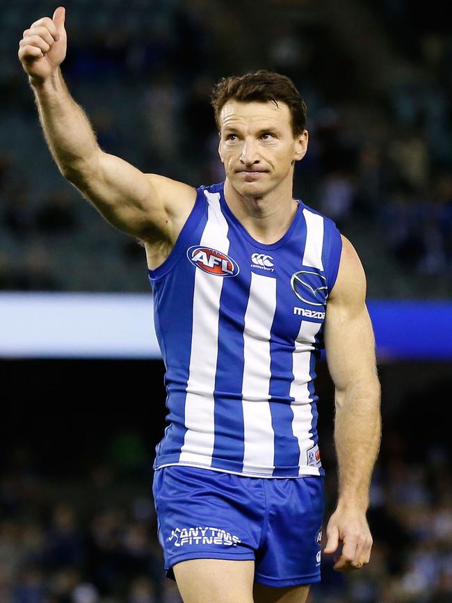 Kangaroos great Brent Harvey retired from the AFL after the 2016 season but has had regular stints in the Northern Football League. (Photo by Adam Trafford/AFL Media/Getty Images)