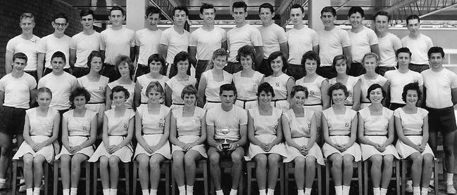 The 1961 athletics squad at Sandgate District State High School.