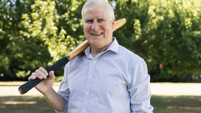 Michael McCormack, with a cricket bat for some reason. Picture: Matt Beaver