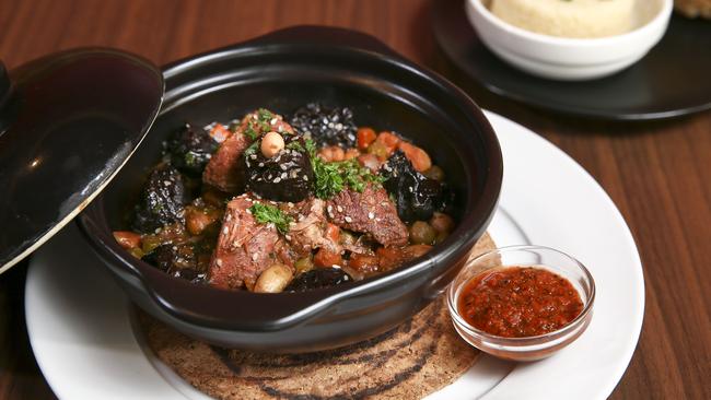 Lamb tagine with couscous, crepe at Le Souk. Picture: Mike Burton