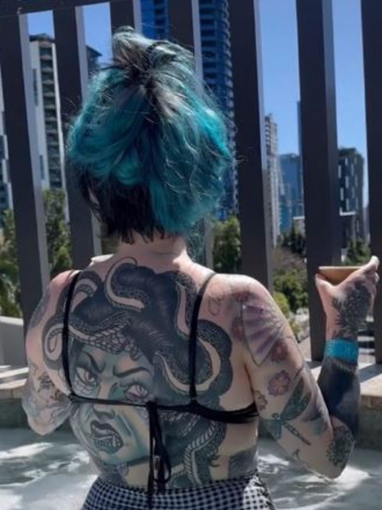 She has many different types of tattoos on her body. Picture: TikTok / Daisy Lovesick