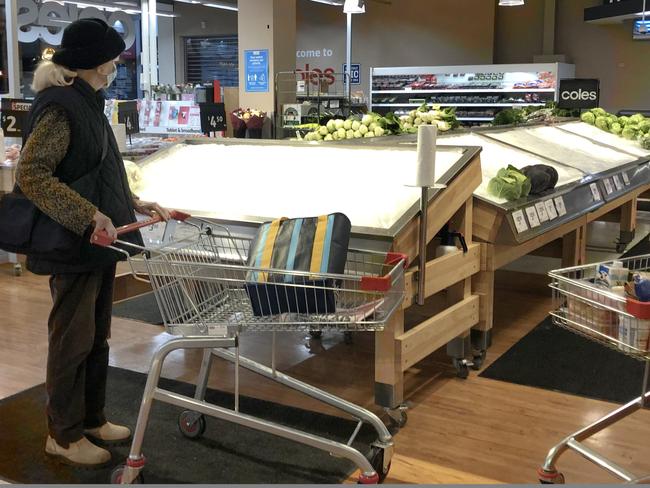 Pre covid round two lockdown shopping. Coles in South Melbourne with empty stands in the verge section. (iPhone image) Wednesday, July 8, 2020. Picture: David Crosling