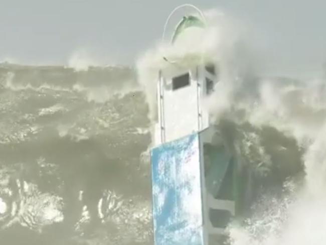 A boat was destroyed by monster waves during a big swell in Nias, Indonesia. Footage by Jack Germain and @koarothman