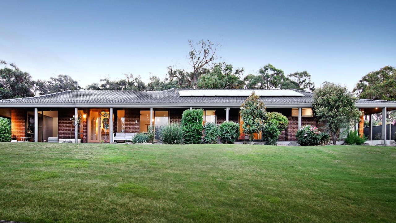 The four-bedroom home sits on 19.02ha of land in Kilmore East.