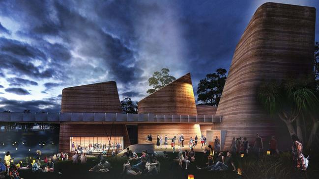 An artist’s impression of a World Heritage Interpretive Centre design concept (indoor/outdoor performance area)