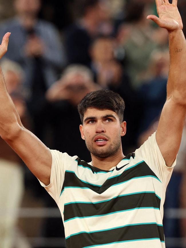 Musetti will face Carlos Alcaraz in the semi finals at Roland-Garros. (Photo by Alain JOCARD / AFP)