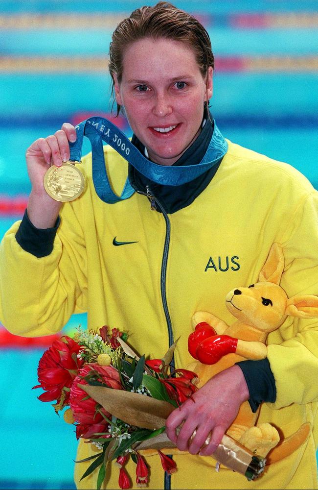 Susie O’Neill with her 200m freestyle gold medal at the Sydney 2000 Olympics. Picture: Gamma-Rapho via Getty Images