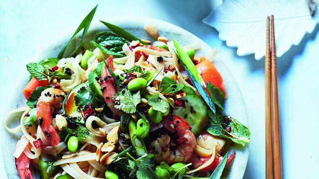 David Herbert's warm prawn noodle salad is a fantastic lunch option on a hot day