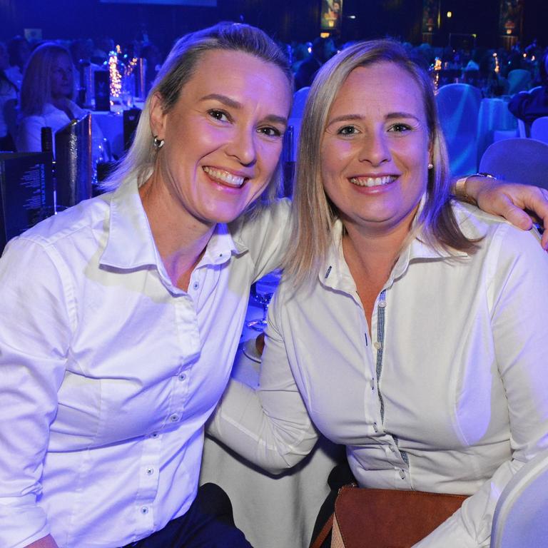 Angie Flack and Robyn Tyler at Gold Coast Titans Awards night at The Star Gold Coast. Picture: Regina King.