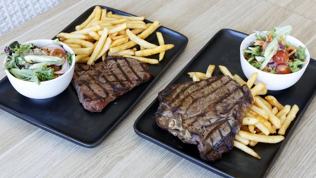 Rump and T-bone steaks ordered by cricket legend Doug Walters and Peter Jenkins at Hotel Pennant Hills. Picture: Jonathan Ng