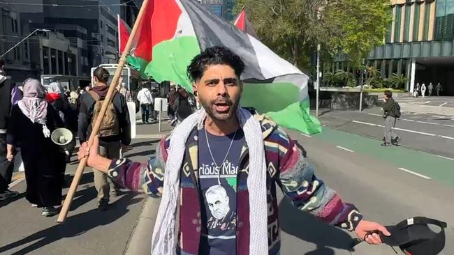 Rahbari taking part in the Land Forces protest in Melbourne. Picture: Mohammad Alfares