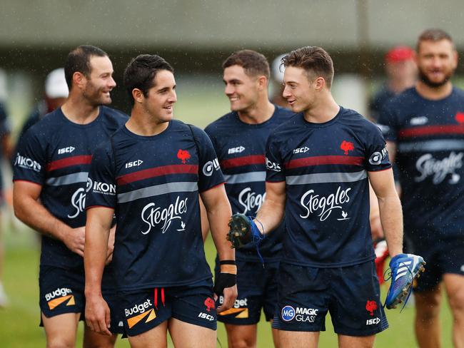 SYDNEY, AUSTRALIA - MARCH 16: Roosters players arrive at training during a Sydney Roosters NRL training session at Kippax Lake on March 16, 2020 in Sydney, Australia. (Photo by Brendon Thorne/Getty Images)