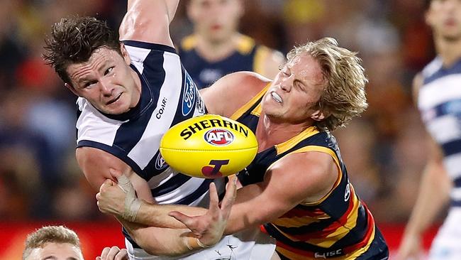 Patrick Dangerfield will go toe to toe with great mate Rory Sloane. Pic: Getty Images