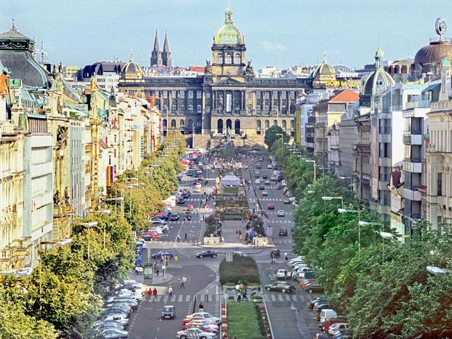 Wenceslas Square in Prague, where 70,000 people recently protested their energy costs.