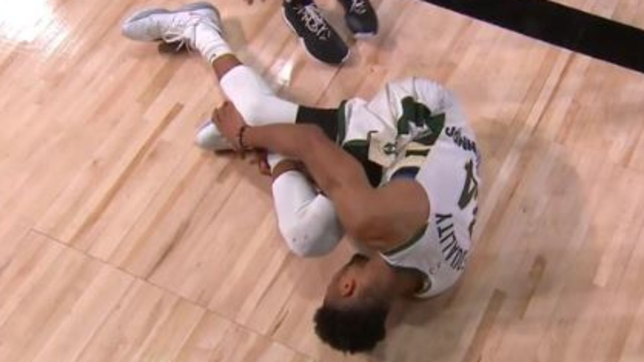 Giannis Antetokounmpo went down injured.