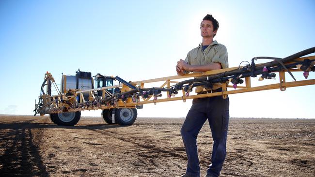 Farmer Charlie Buchanan on the family property at Come By Chance. Picture: Sam Ruttyn