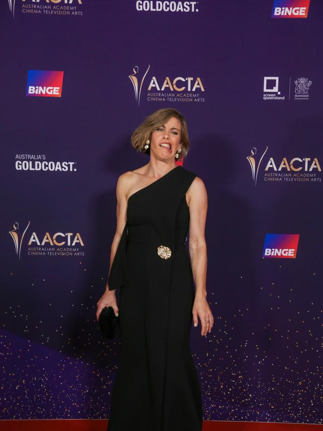 Brooke Satchwell arrives on the Red Carpet at the 2024 Aacta Awards at HOTA on the Gold Coast. Picture: Glenn Campbell