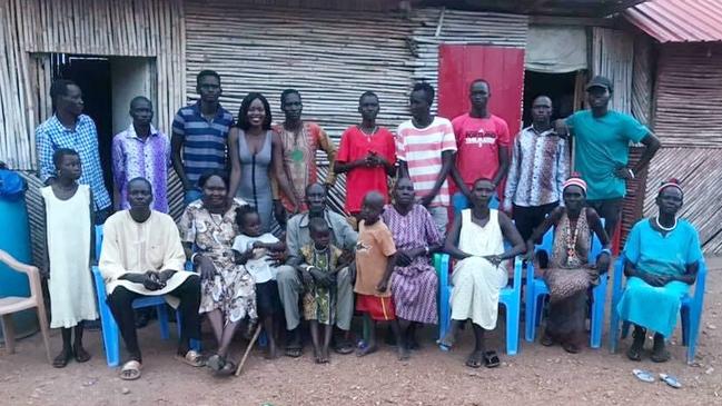 Akech Makur Chuot and family during her visit to Juba South Sudan in 2018.