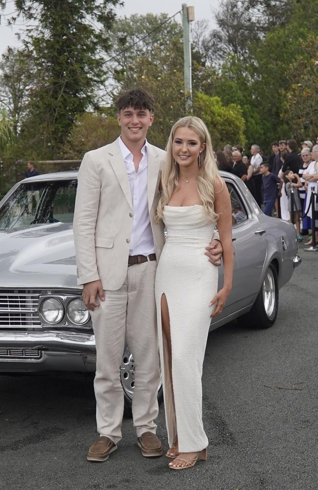 Students arriving in style for the 2024 Glasshouse Christian College formal at Flaxton Gardens.