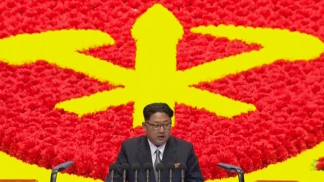 North Korea leader Kim Jong Un says his country won’t use nuclear weapons unless it is invaded. Picture: KRT via AP Video