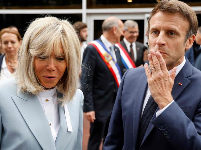 France's President Emmanuel Macron and his wife Brigitte Macron. Picture: AFP