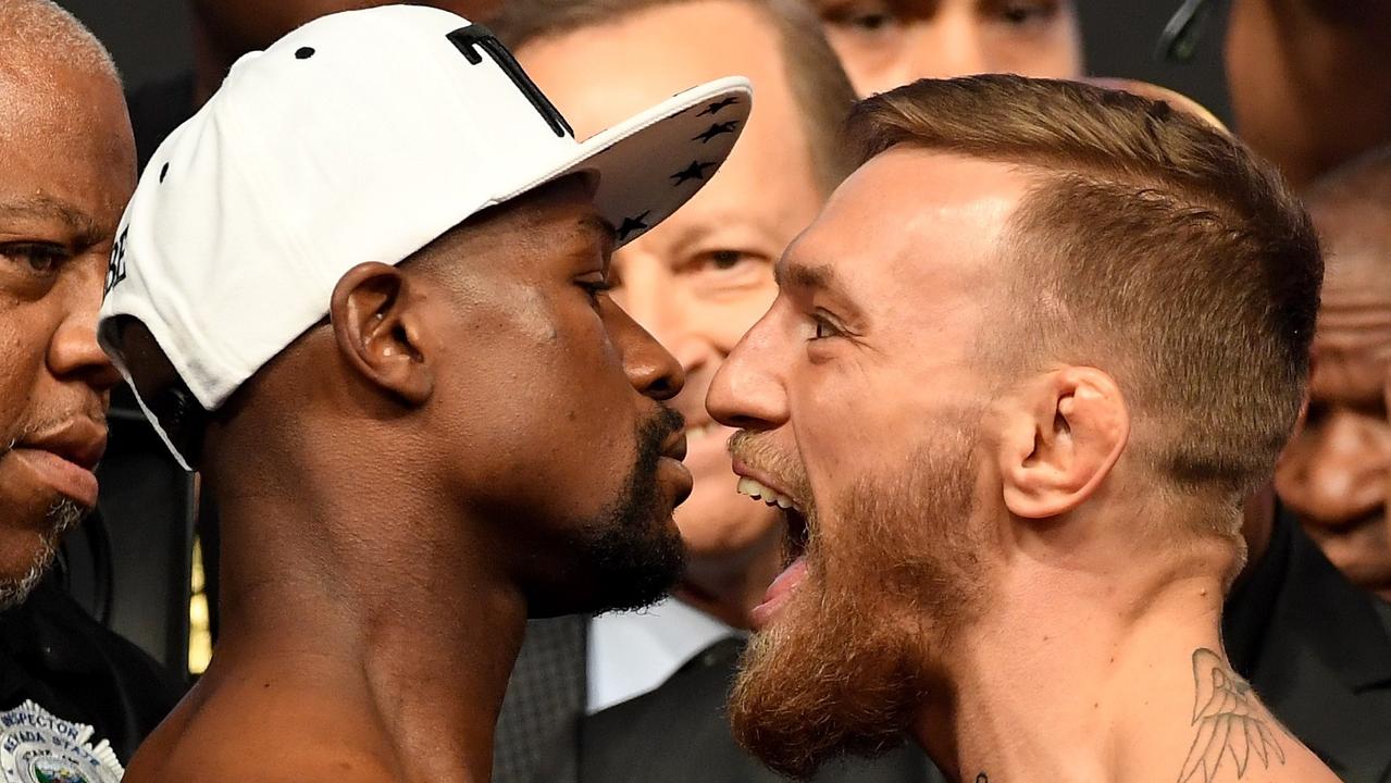Floyd Mayweather Jr. (L) has called out former UFC champion Conor McGregor again.