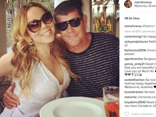 Packer and fiance Mariah Carey frequently post pictures on social media. Picture: Instagram