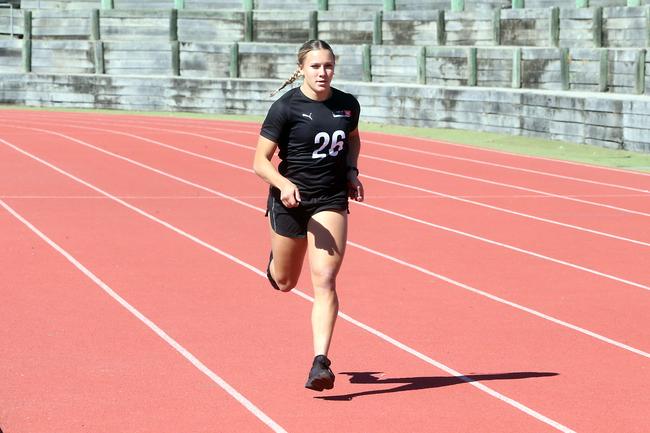 Teagan Levi at the AFLW draft combine for Queensland players, held at Runaway Bay Indoor Sports Centre. Picture: Richard Gosling.