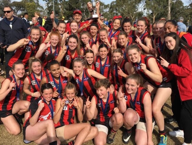 Blackburn celebrates its grand final win.