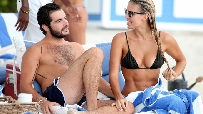 Tash Oakley with her French boyfriend Martin Medus in Miami Beach, Florida last month.