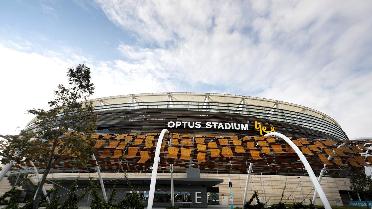 PERTH, AUSTRALIA - SEPTEMBER 17: General scenes of Optus Stadium in the build up to the 2021 Toyota AFL Grand Final on September 17, 2021 in Perth, Australia. (Photo by Dylan Burns/AFL Photos via Getty Images)