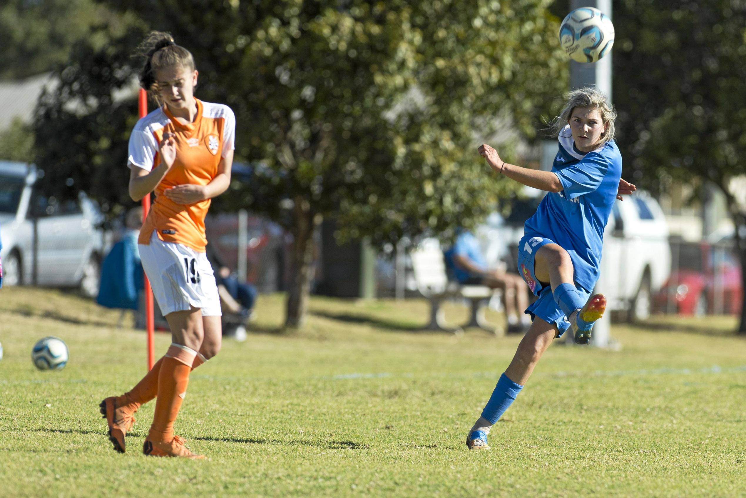 Caitlyn Stocker for South West Queensland Thunder against BRFC/NTC in NPL Queensland women round 25 football at Highfields FC, Saturday, August 18, 2018. Picture: Kevin Farmer