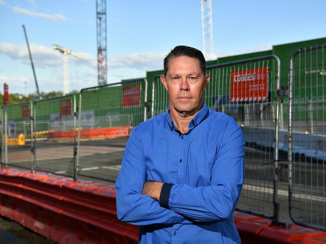 Paul Cook of the Showground residents action near construction on Carrington Road in Castle Hill. Picture: AAP Image/Joel Carrett