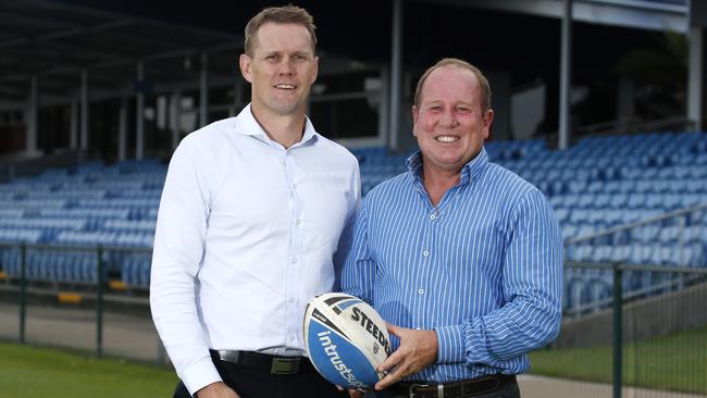 Cowboys head of football and Northern Pride director Michael Luck with Northern Pride CEO Mark Quinn at Barlow Park. PICTURE: ANNA ROGERS