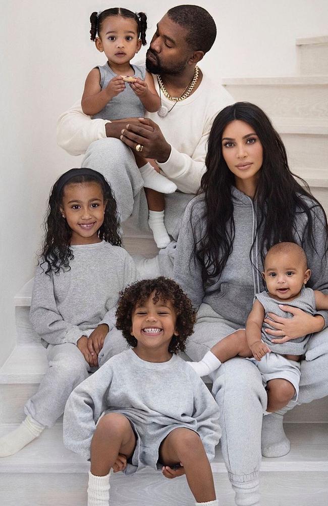 Kim and Kanye with their four children.