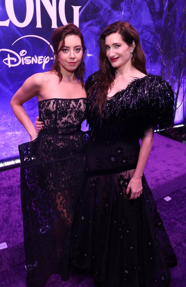 The series also stars Aubrey Plaza (left), seen here with Hahn at the LA premiere on September 16. Picture: Jesse Grant/Getty Images