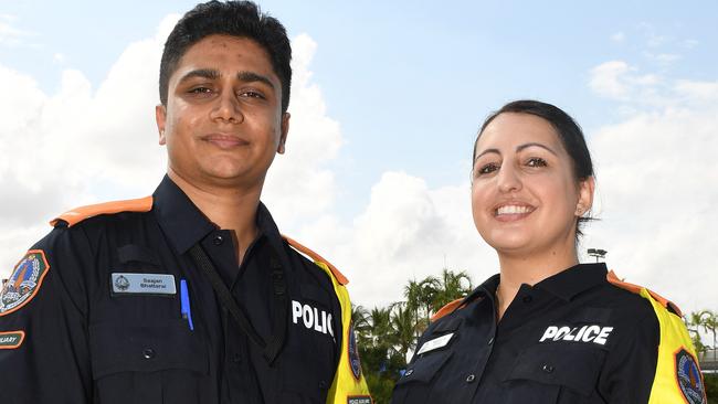 The new cohort of NT Police Liquor Inspectors Saajan Bhattarai and Margarita Elliot will be sworn in today to begin their 13 weeks of training. PICTURE: Katrina Bridgeford