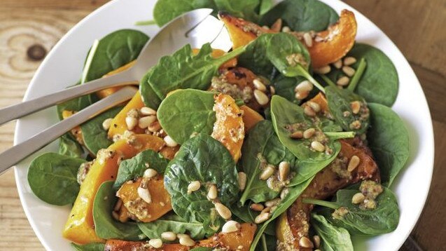 A spinach salad base with foods containing Vitamin C provides a good source of iron.