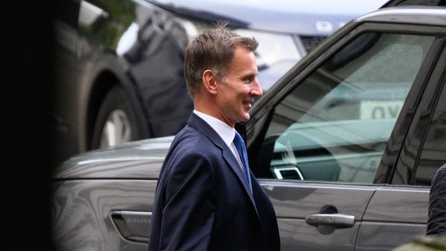 Jeremy Hunt is seen at the rear of Downing Street. Picture: Getty