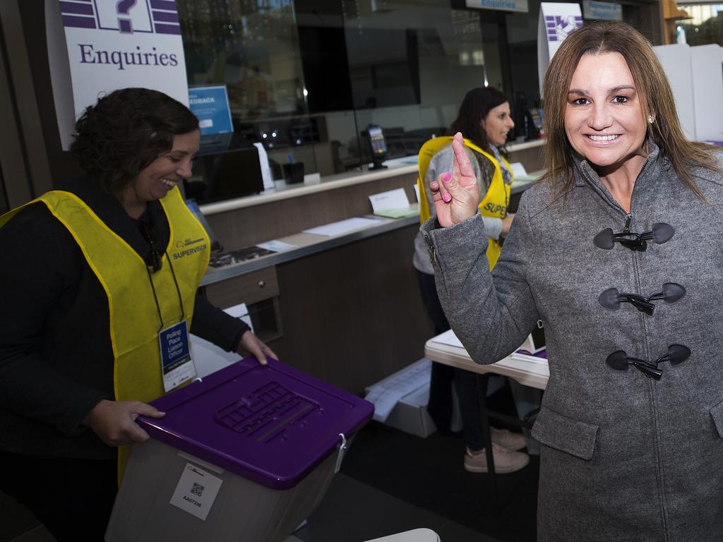 Senate hopeful Jacqui Lambie votes in Burnie. PICTURE CHRIS KIDD