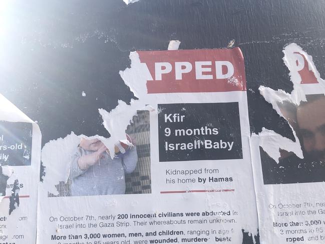 Vandalised image of missing baby. Eastern Avenue, Sydney University, outside the new Law Annexe building.