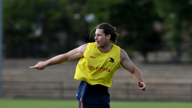 Bryce Gibbs trains with the Crows. Picture: Tricia Watkinson