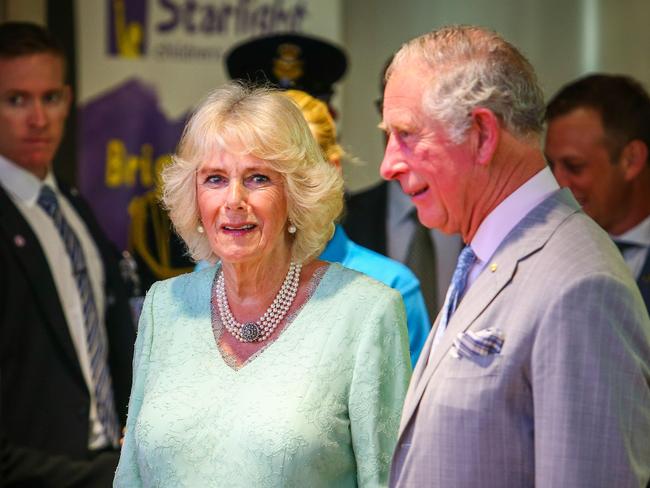 Prince Charles and Camilla, Duchess of Cornwall, visit Lady Cilento Children’s Hospital in Brisbane. Picture: Patrick Hamilton/AFP